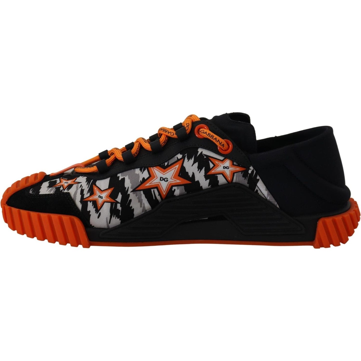 Dolce & Gabbana Elevate Your Step with Luxe Black NS1 Sneakers black-orange-fabric-lace-up-sneakers-ns1-shoes
