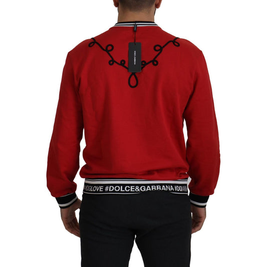 Dolce & Gabbana Dazzling Sequined Red Pullover Sweater red-sequined-love-cotton-pullover-sweater