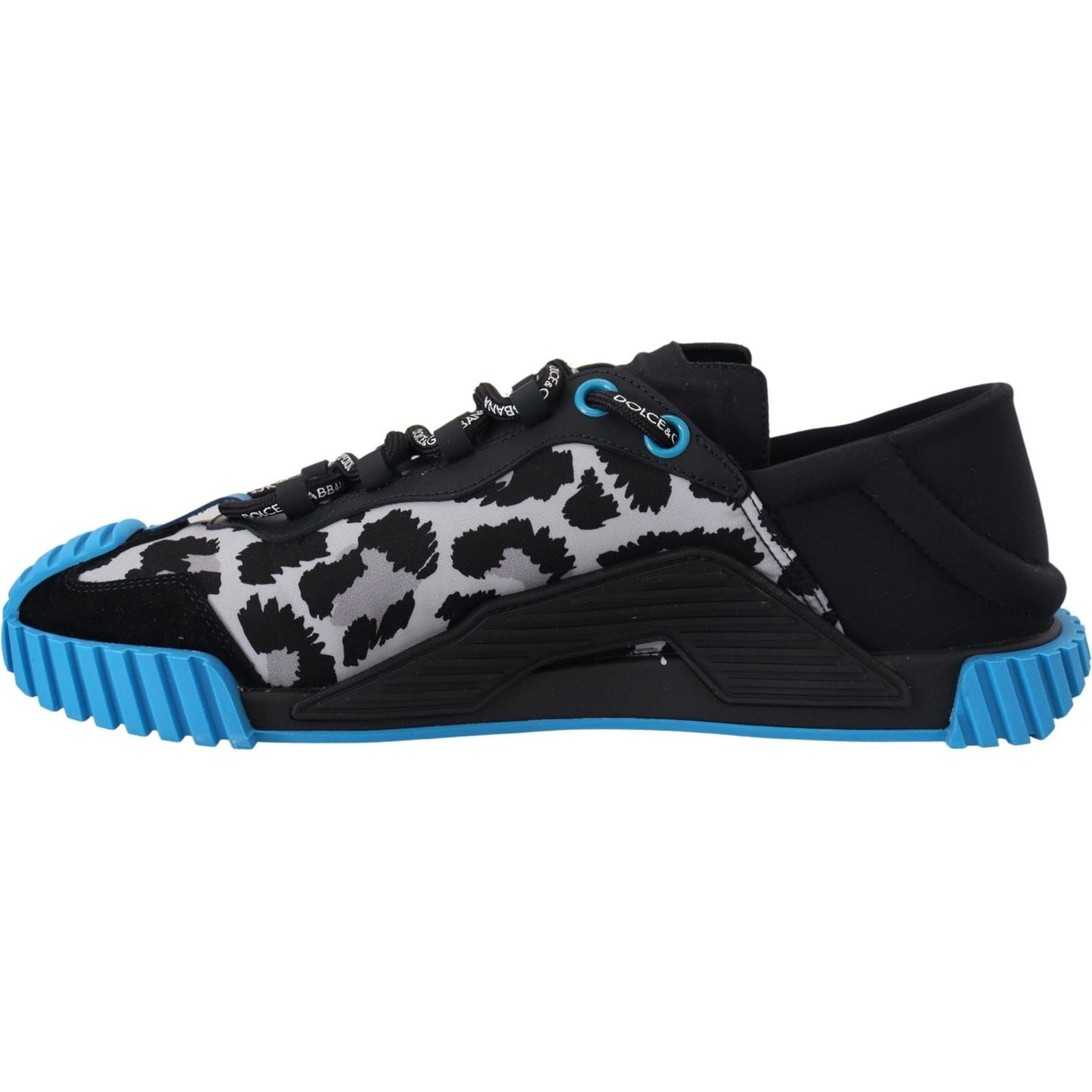 Dolce & Gabbana Elegant Black NS1 Leather Sneakers black-blue-fabric-lace-up-ns1-sneakers