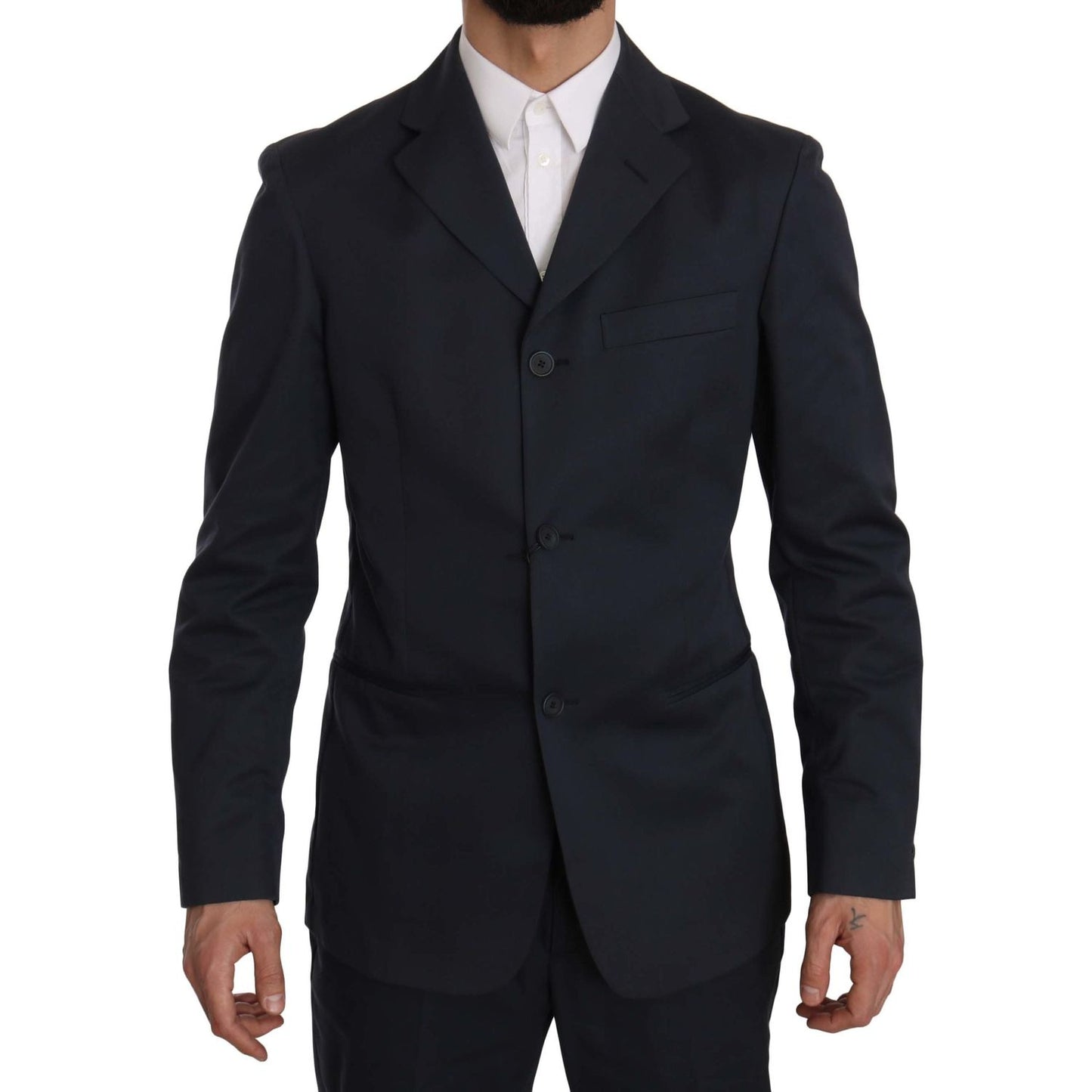Romeo Gigli Elegant Blue Two-Piece Suit Suit two-piece-3-button-cotton-blue-solid-suit