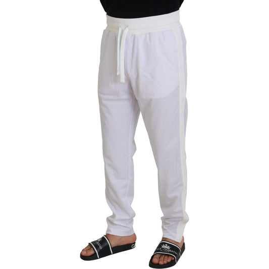 Dolce & Gabbana Elegant White Jogger Pants for Sophisticated Comfort white-polyester-crown-logo-jogger-pants