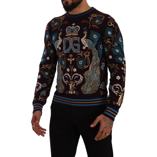 Elegant Bordeaux Cashmere Crewneck Sweater