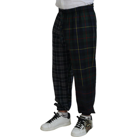 Dolce & Gabbana Checkered Wool Blend Jogger Pants multicolor-checkered-wool-men-jogger-pants