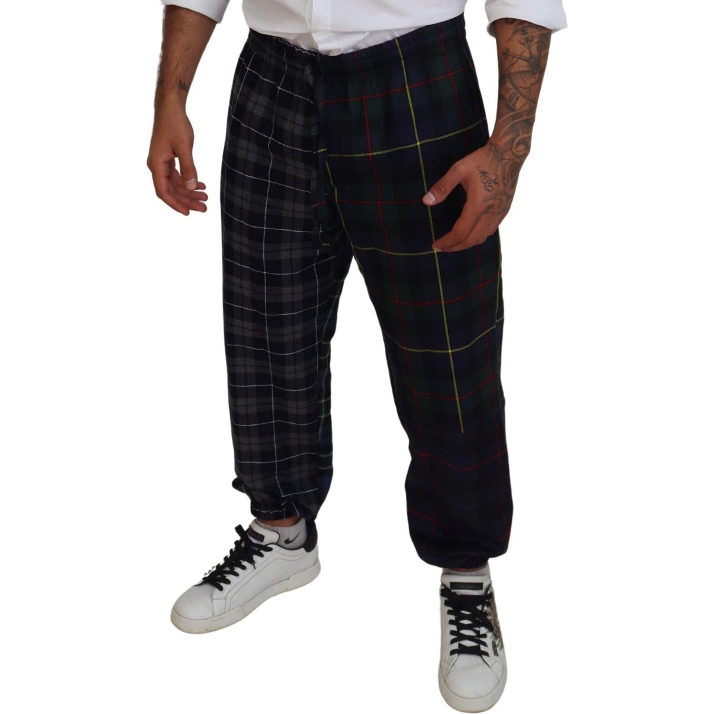 Dolce & Gabbana | Checkered Wool Blend Jogger Pants| McRichard Designer Brands   
