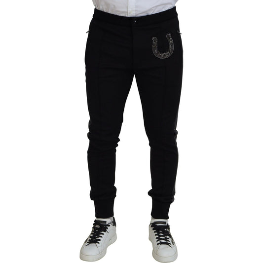 Dolce & Gabbana | Elegant Black Jogger Pants in Luxe Wool Blend| McRichard Designer Brands   