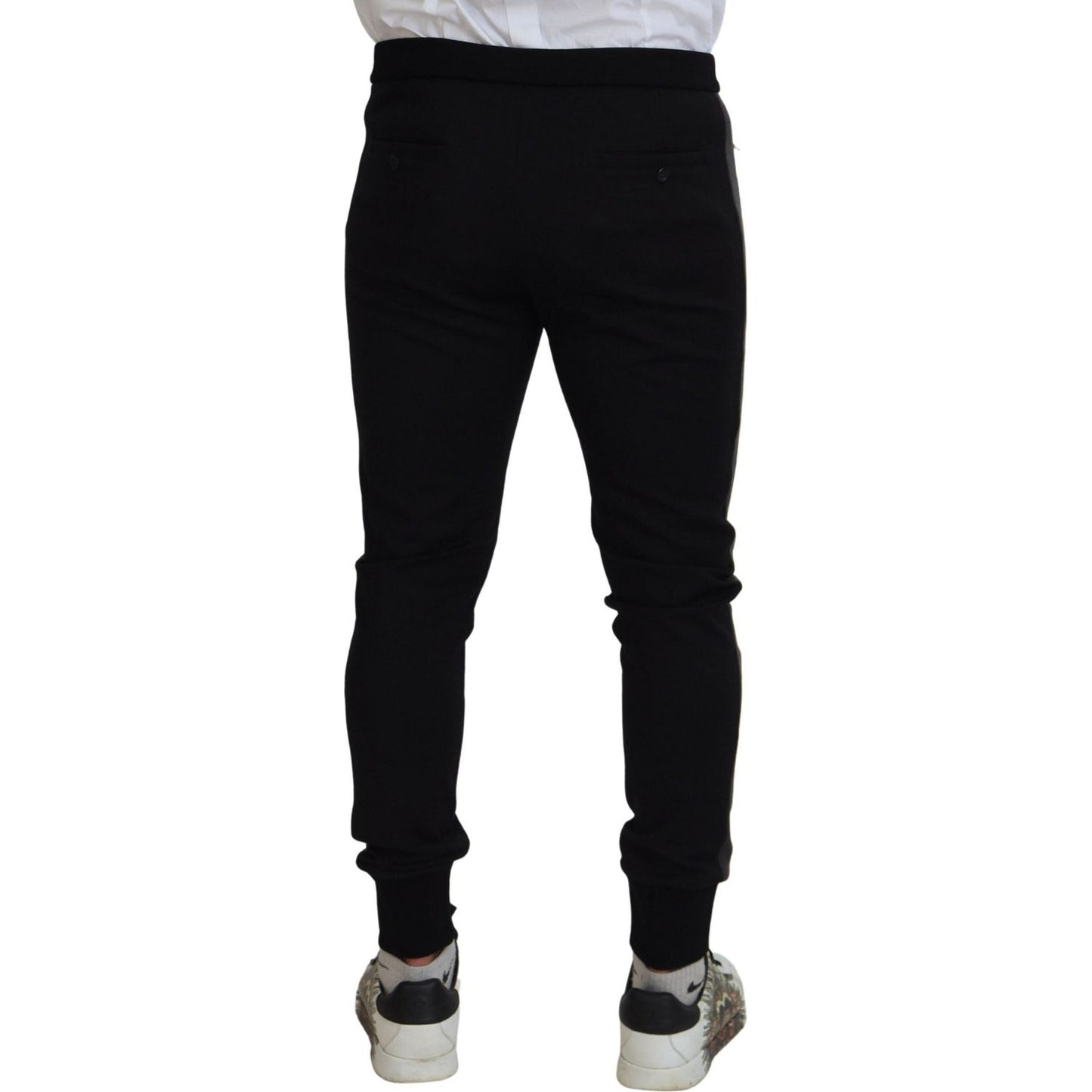 Dolce & Gabbana Elegant Black Jogger Pants in Luxe Wool Blend black-wool-horseshoe-jogger-pants