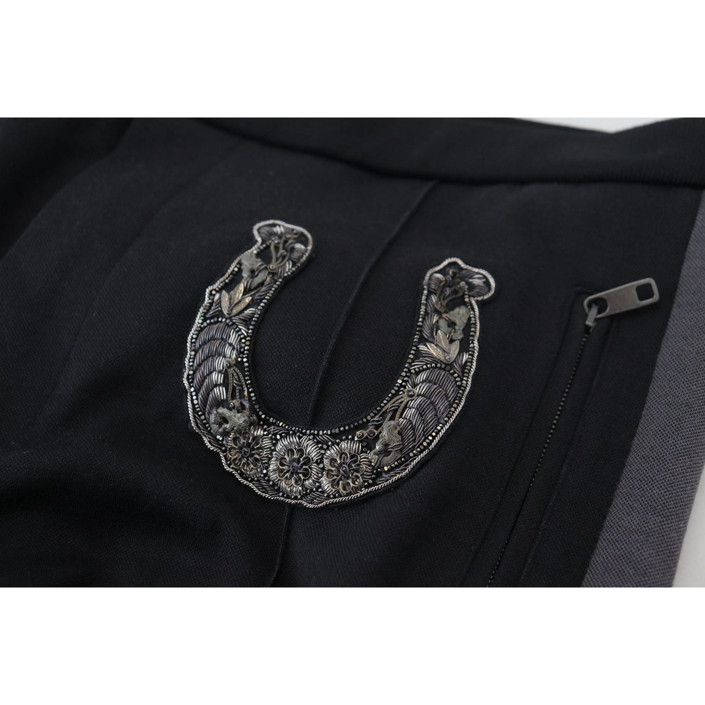 Dolce & Gabbana Elegant Black Jogger Pants in Luxe Wool Blend black-wool-horseshoe-jogger-pants