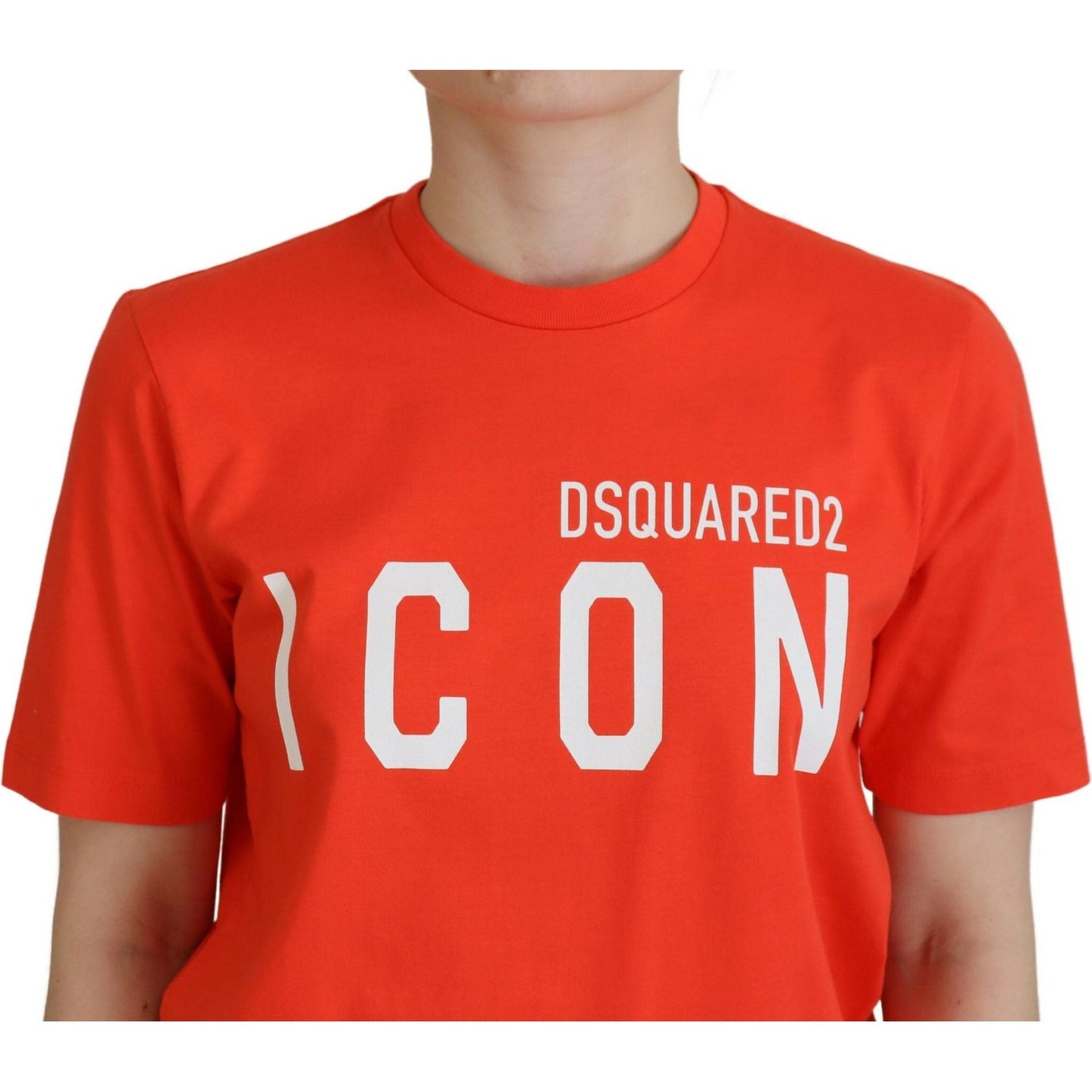 Dsquared² Orange Cotton Shiny Icon East Tee Crewneck T-shirt orange-cotton-shiny-icon-east-tee-crewneck-t-shirt