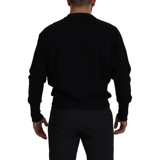Dolce & Gabbana Elegant Crewneck Cotton Blend Sweater black-cotton-crewneck-sweatshirt-sweater