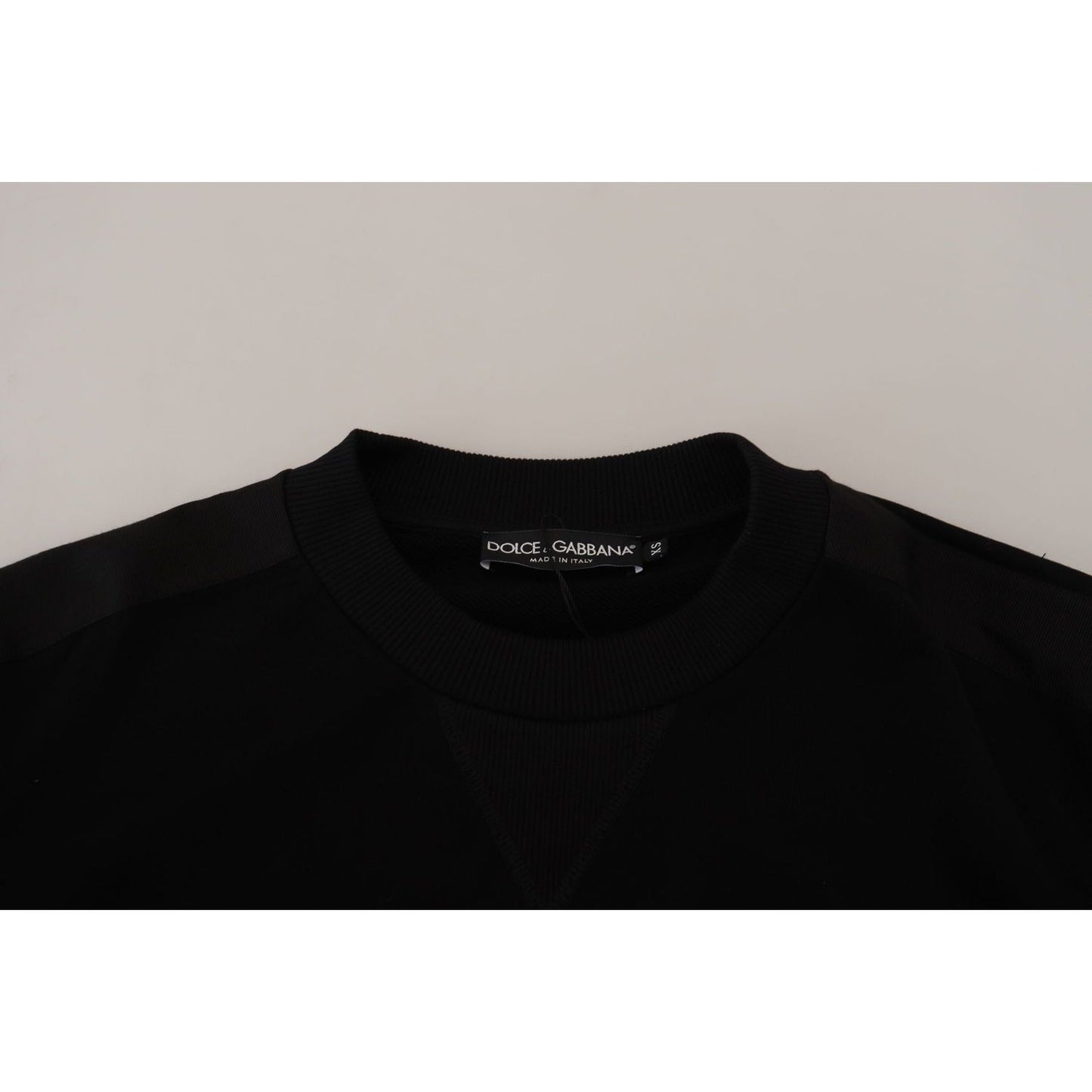 Dolce & Gabbana Elegant Crewneck Cotton Blend Sweater black-cotton-crewneck-sweatshirt-sweater
