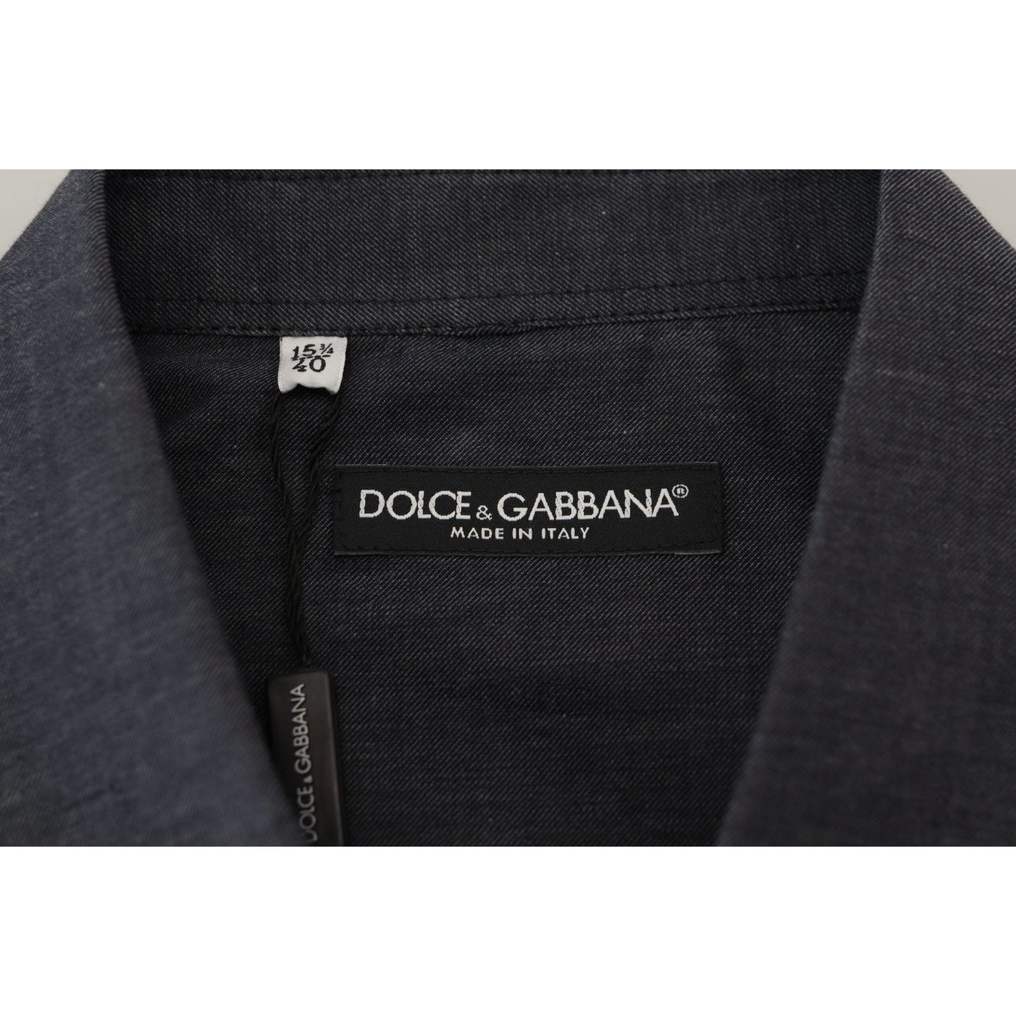 Dolce & Gabbana | Elegant Gray Cotton Collared Shirt| McRichard Designer Brands   