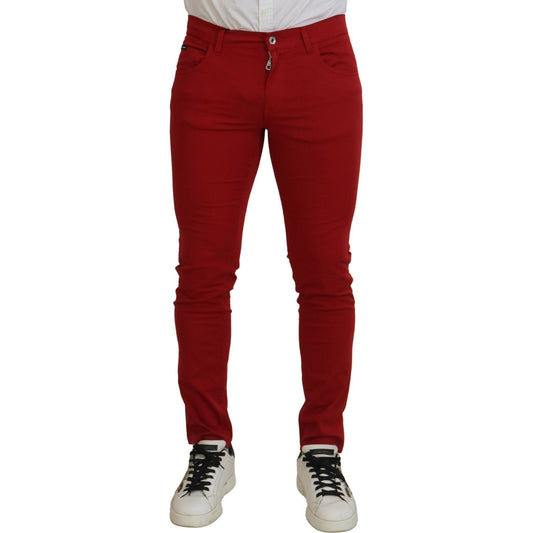 Dolce & Gabbana | Elegant Skinny Red Denim Jeans| McRichard Designer Brands   