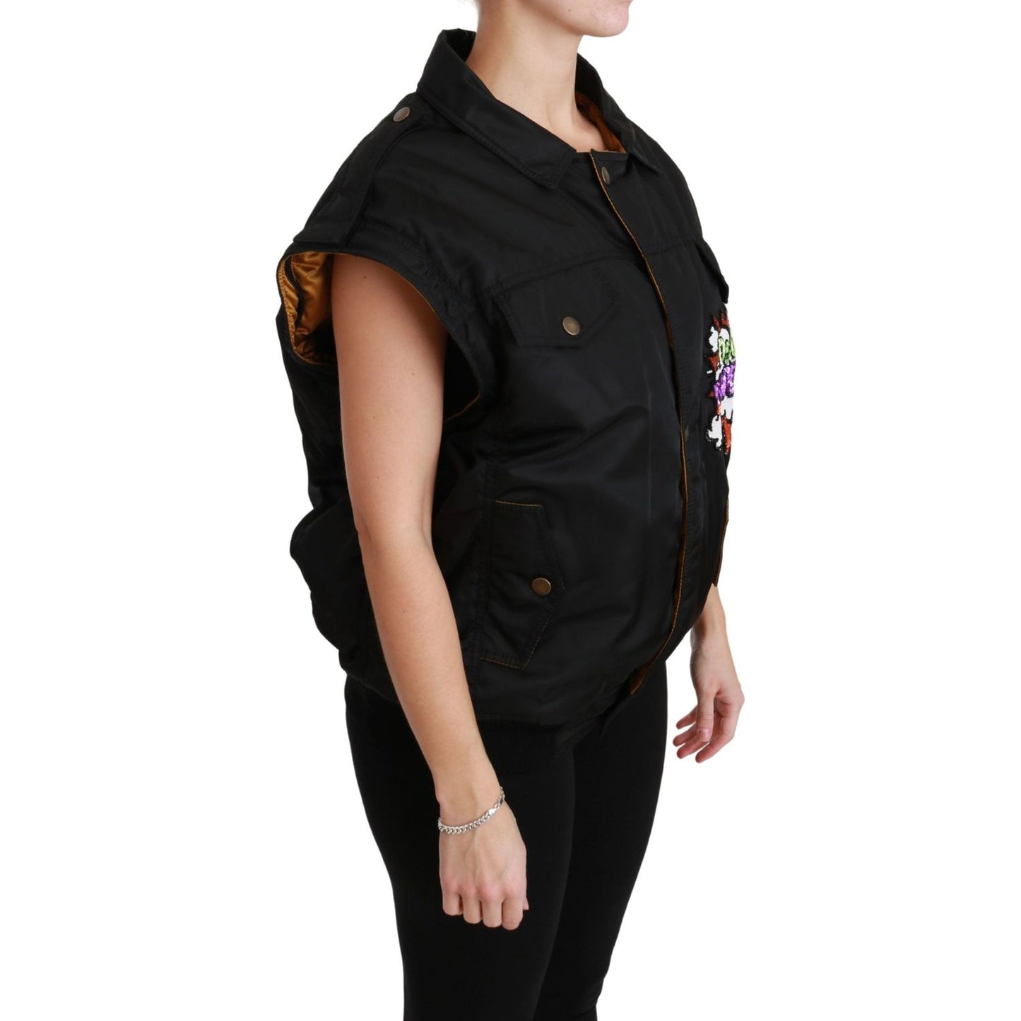 Dolce & GabbanaElegant Black Bomber Jacket with Detachable FeaturesMcRichard Designer Brands£1139.00