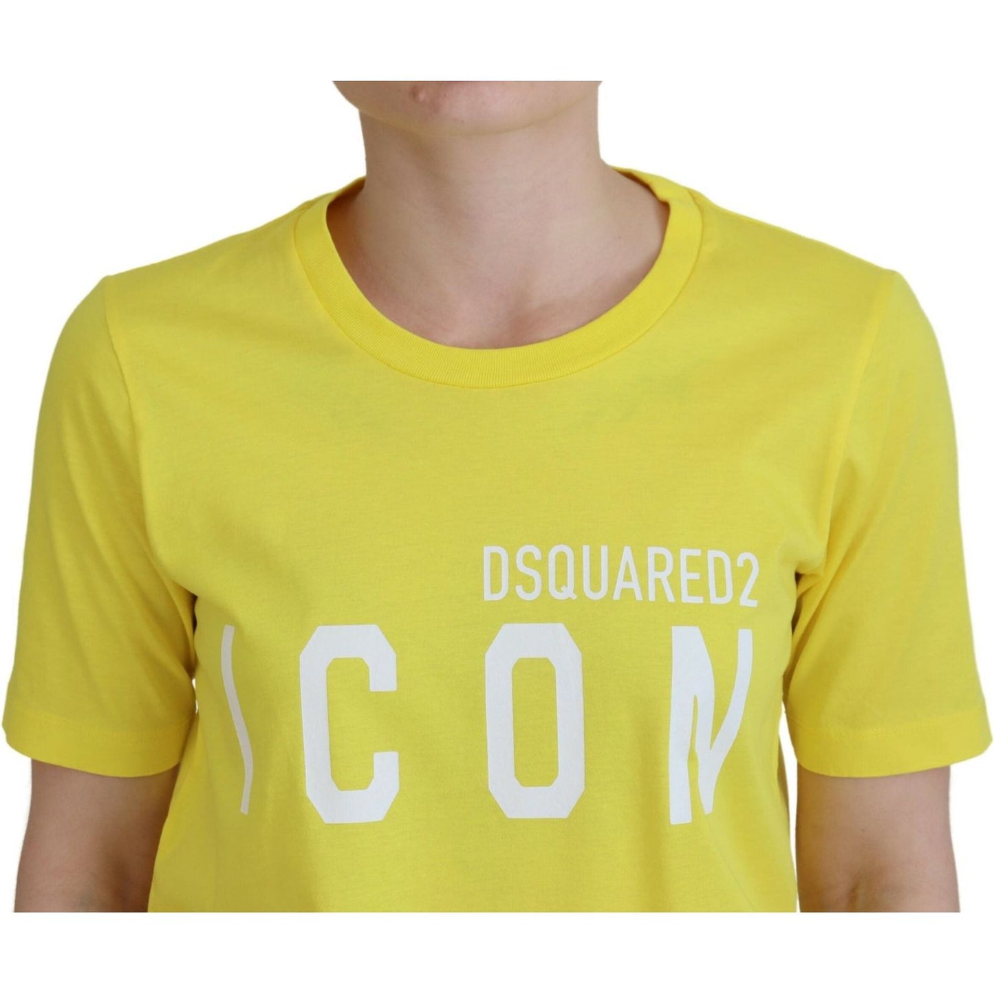 Dsquared² Yellow CottonShiny Icon Renny Dress Crewneck T-shirt yellow-cottonshiny-icon-renny-dress-crewneck-t-shirt