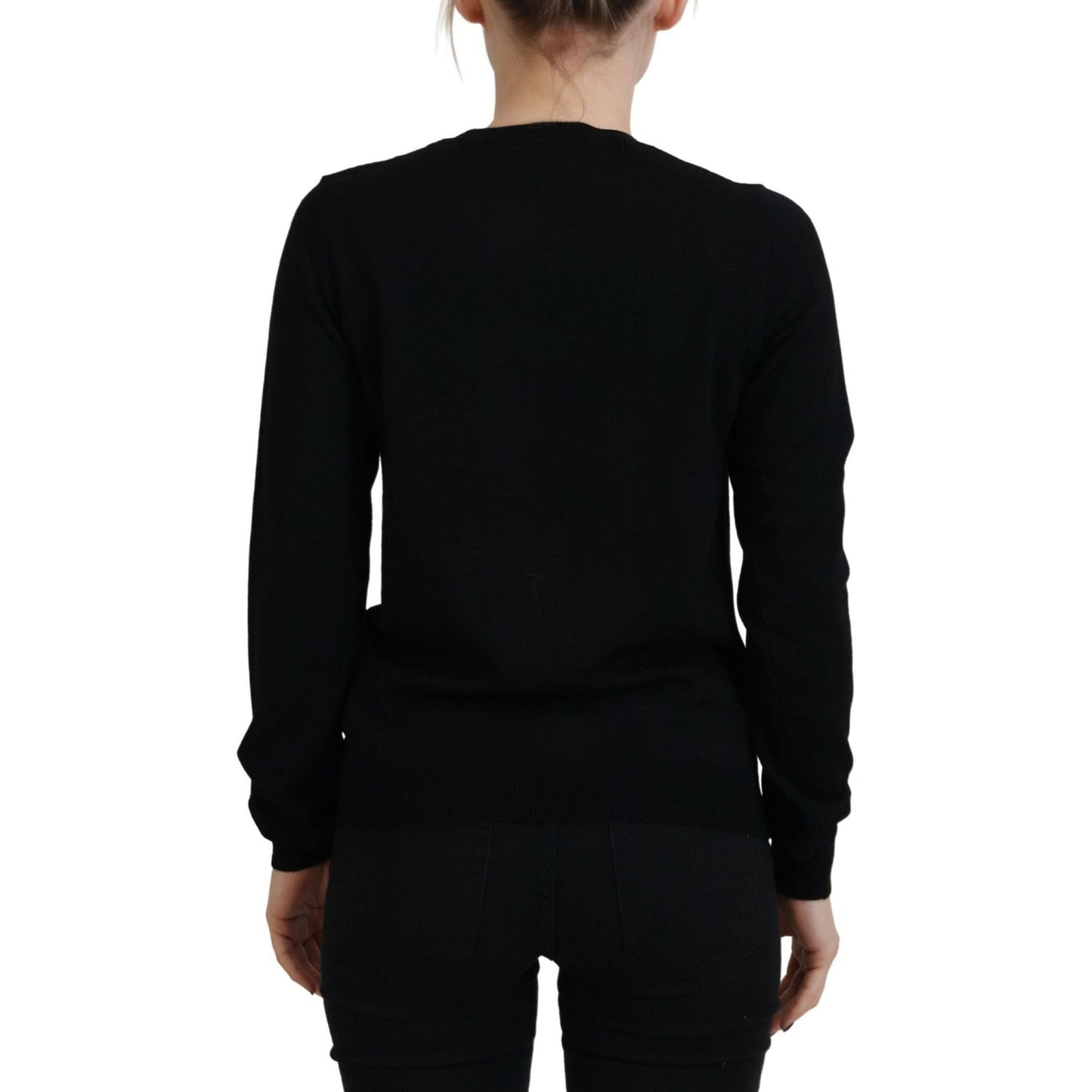 Dsquared² Black Virgin Wool Logo Print Long Sleeves Sweater black-virgin-wool-logo-print-long-sleeves-sweater