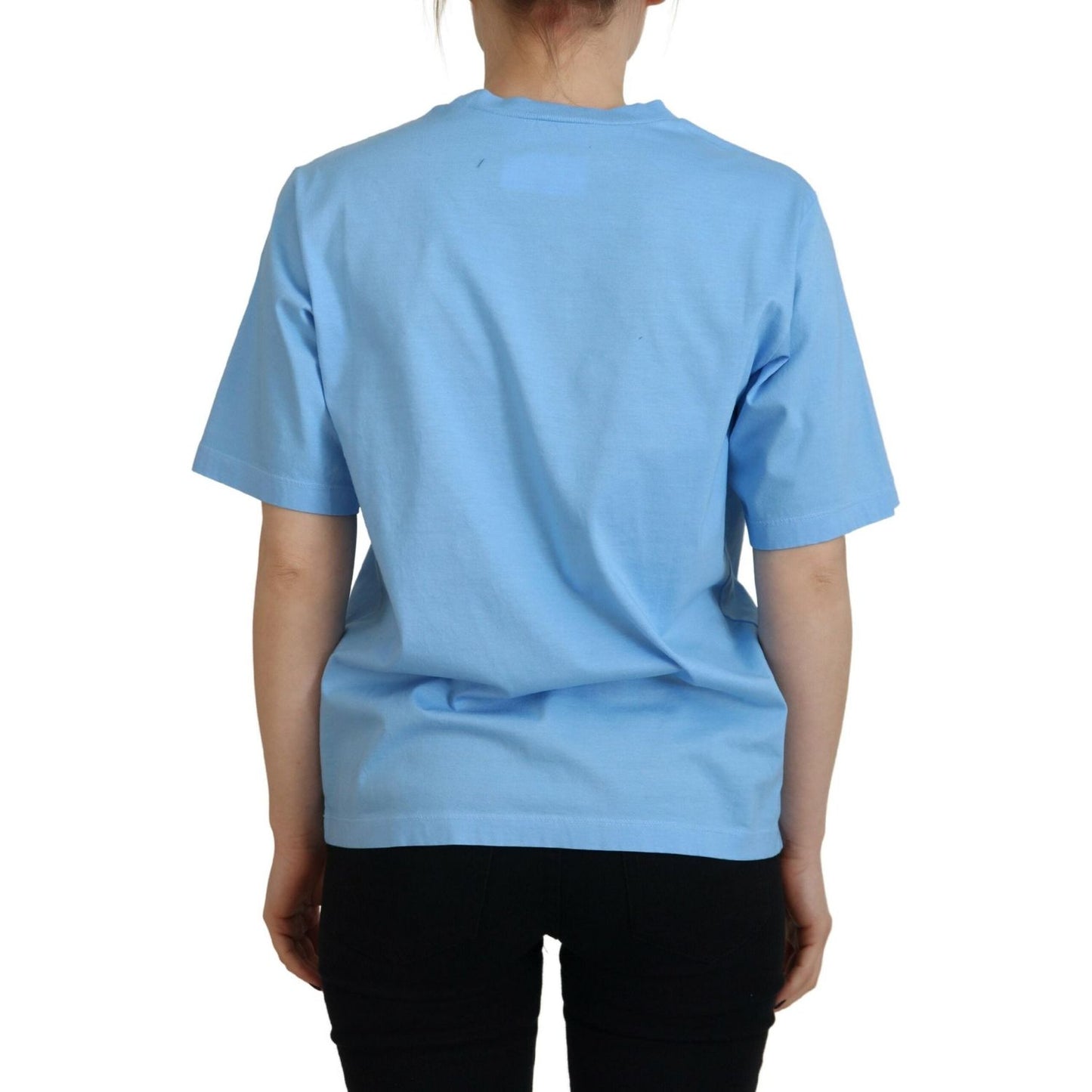 Dsquared² Blue Logo Print Cotton Crewneck Short Sleeve T-shirt blue-logo-print-cotton-crewneck-short-sleeve-t-shirt