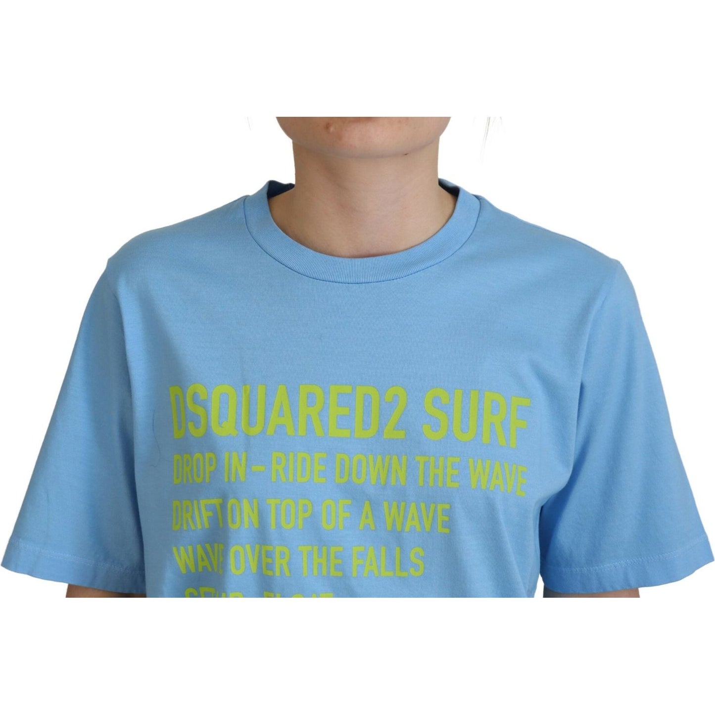 Dsquared² Blue Logo Print Cotton Crewneck Short Sleeve T-shirt blue-logo-print-cotton-crewneck-short-sleeve-t-shirt