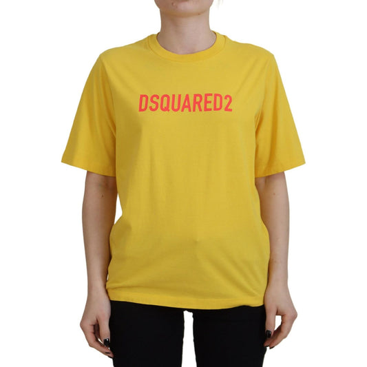 Dsquared² Yellow Logo Print Cotton Crewneck Easy Tee T-shirt yellow-logo-print-cotton-crewneck-easy-tee-t-shirt
