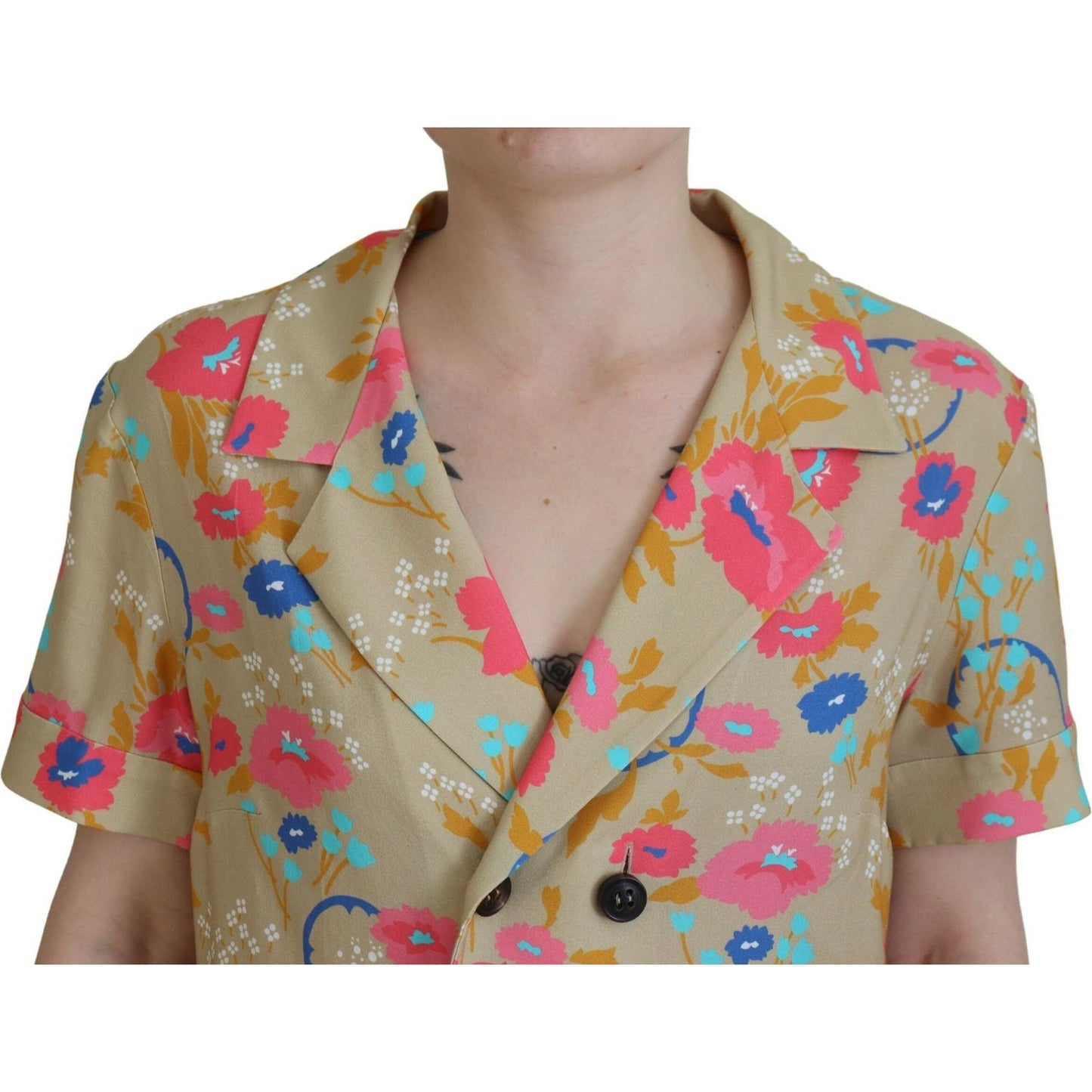 Dsquared² Multicolor Printed Collared Button Front Long Blouse Top multicolor-printed-collared-button-front-long-blouse-top
