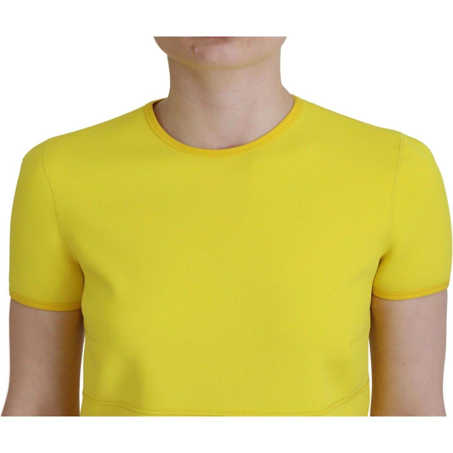 Dsquared² Yellow Nylon Short Sleeves Round Neck Mini Dress yellow-nylon-short-sleeves-round-neck-mini-dress