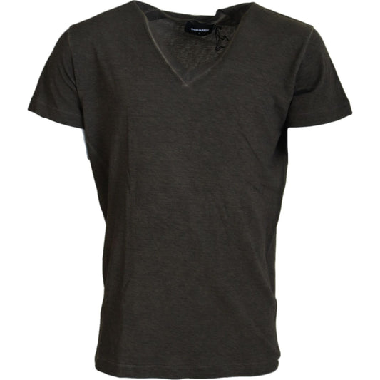 Dsquared²Gray Cotton Linen Short Sleeves V-neck T-shirtMcRichard Designer Brands£239.00