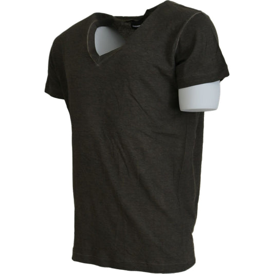 Dsquared²Gray Cotton Linen Short Sleeves V-neck T-shirtMcRichard Designer Brands£239.00