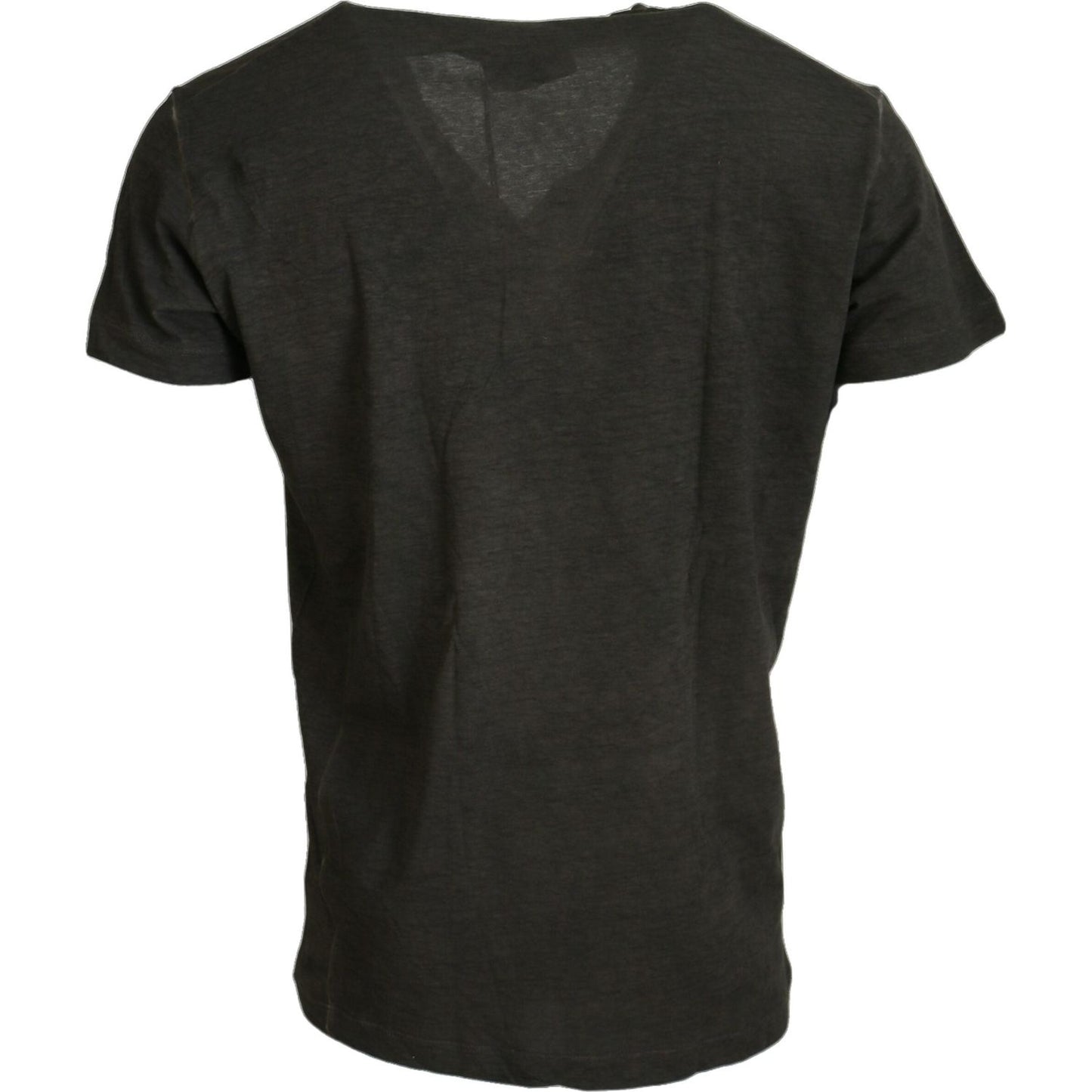 Dsquared² Gray Cotton Linen Short Sleeves V-neck T-shirt gray-cotton-linen-short-sleeves-v-neck-t-shirt