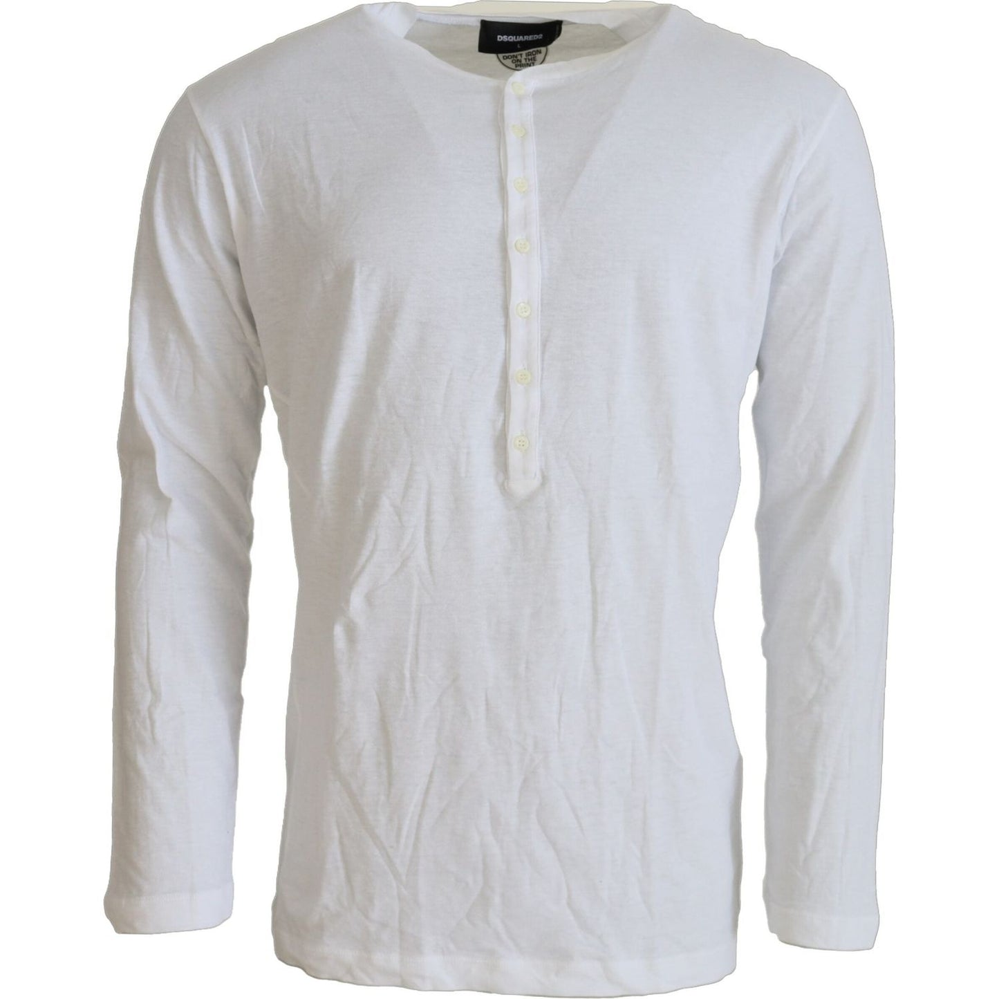 Dsquared² White Cotton Linen Long Sleeves Pullover Sweater white-cotton-linen-long-sleeves-pullover-sweater