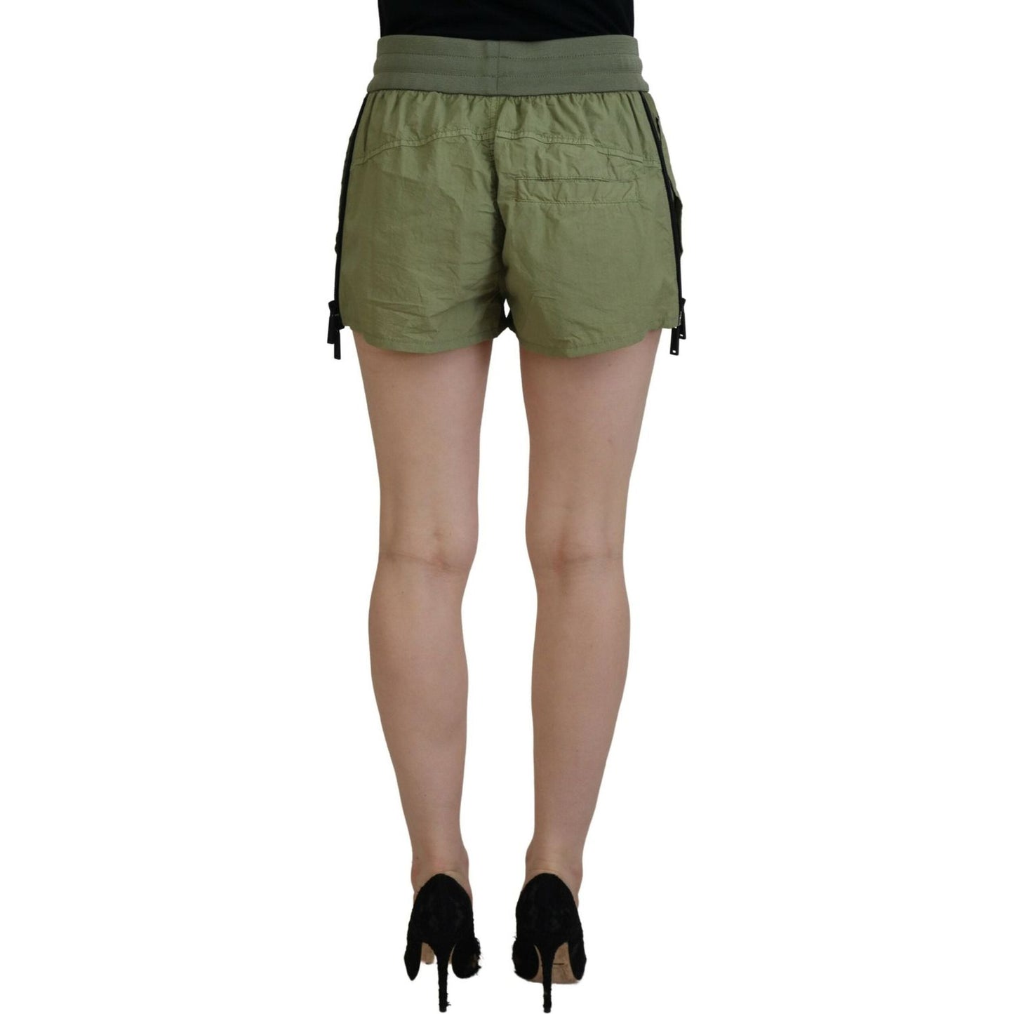 Dsquared² Green Cotton Mid Waist Drawstring Tapered Shorts green-cotton-mid-waist-drawstring-tapered-shorts