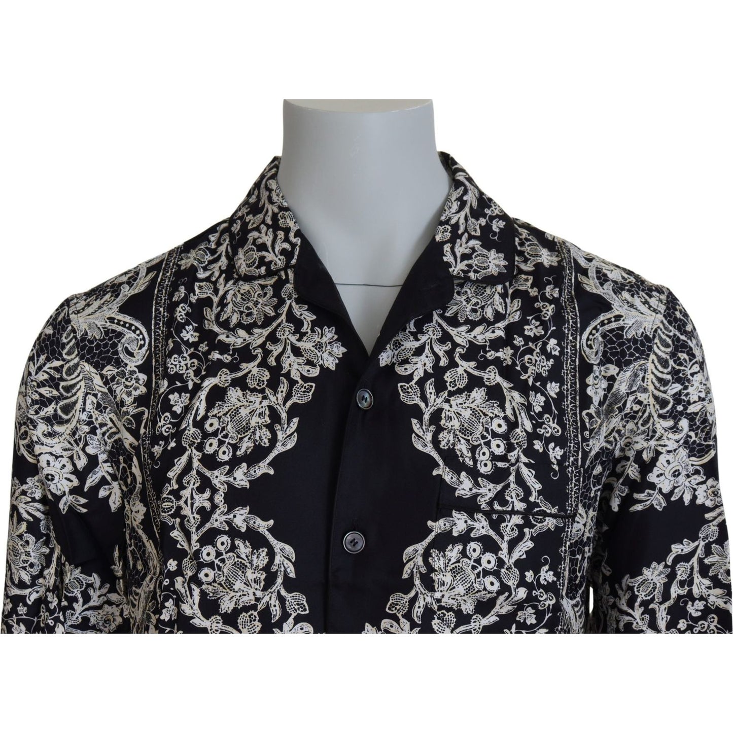 Dolce & Gabbana Elegant Satin Floral Baroque Shirt blue-silk-floral-baroque-satin-casual-shirt