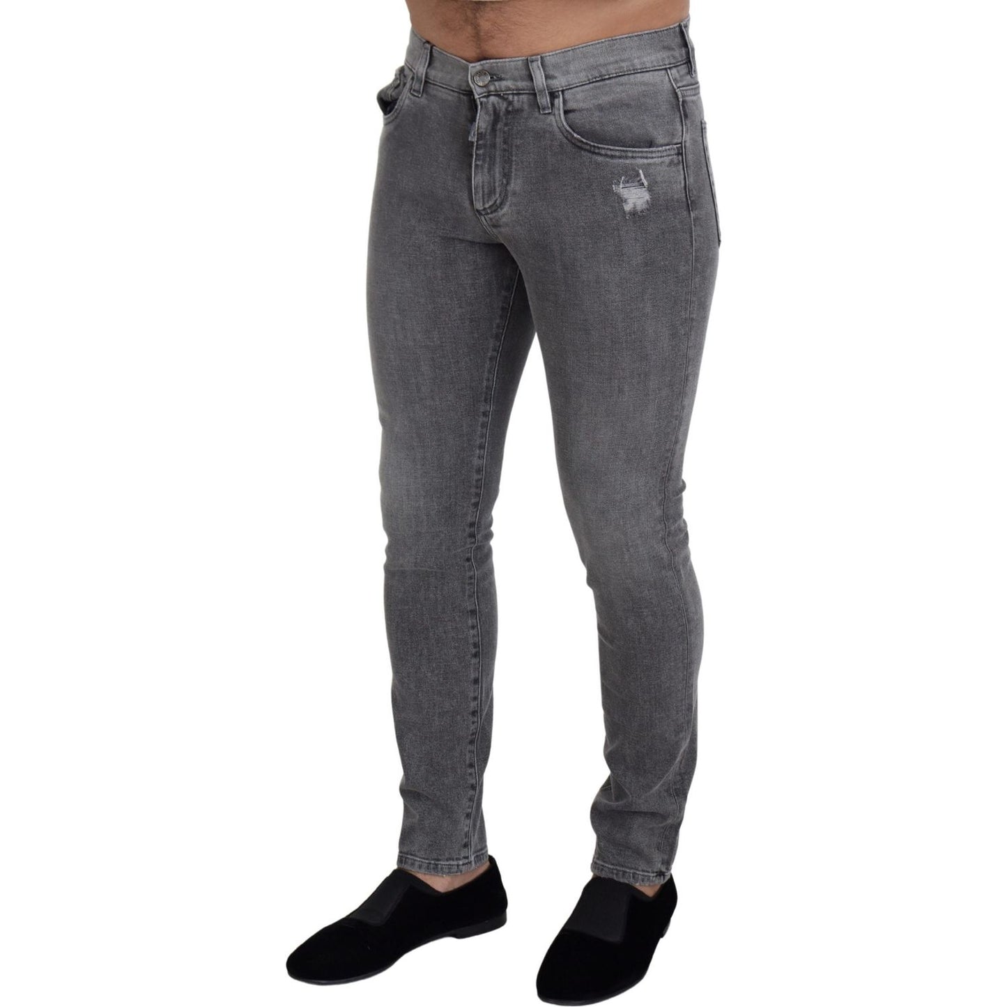 Dolce & Gabbana Chic Grey Washed Denim Pants grey-washed-cotton-skinny-denim-jeans