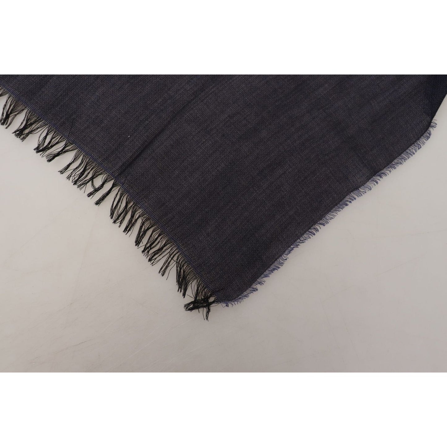 GF Ferre Elegant Fringed Wool Blend Scarf dark-blue-wool-neck-wrap-shawl-fringes-scarf