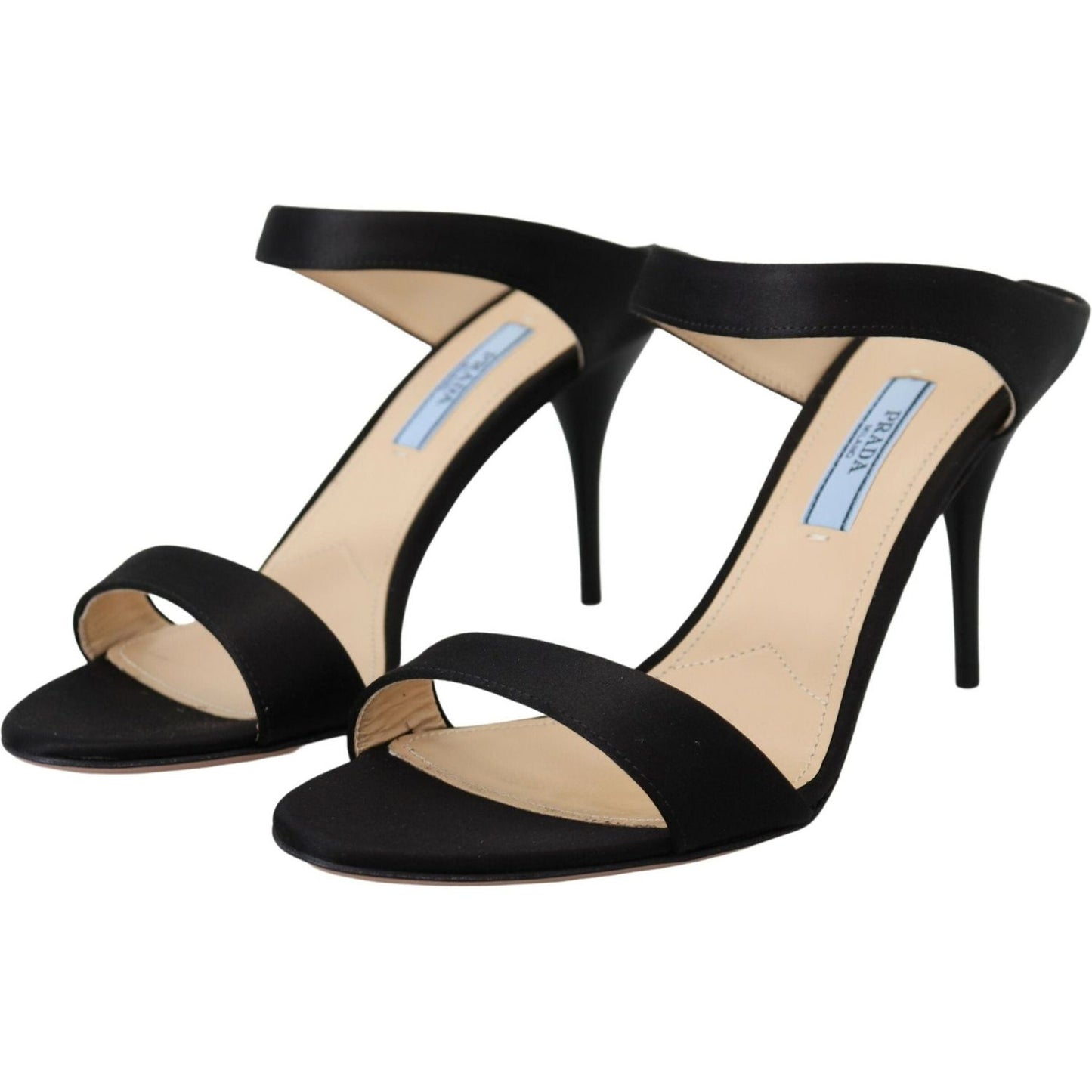 Prada Elegant Black Leather Heels Pumps black-leather-sandals-stiletto-heels-open-toe-shoes