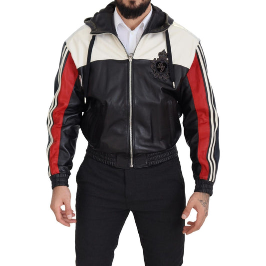 Dolce & Gabbana Elite Black Leather Hooded Bomber Jacket black-leather-hooded-blouson-coat-jacket