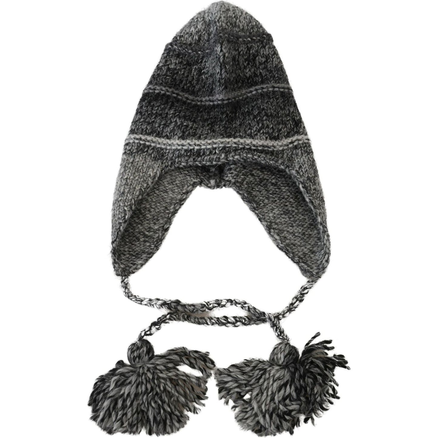 Dolce & Gabbana Elegant Gray Knitted Beanie Hat gray-warm-fleece-ear-flaps-knit-beanie-hat
