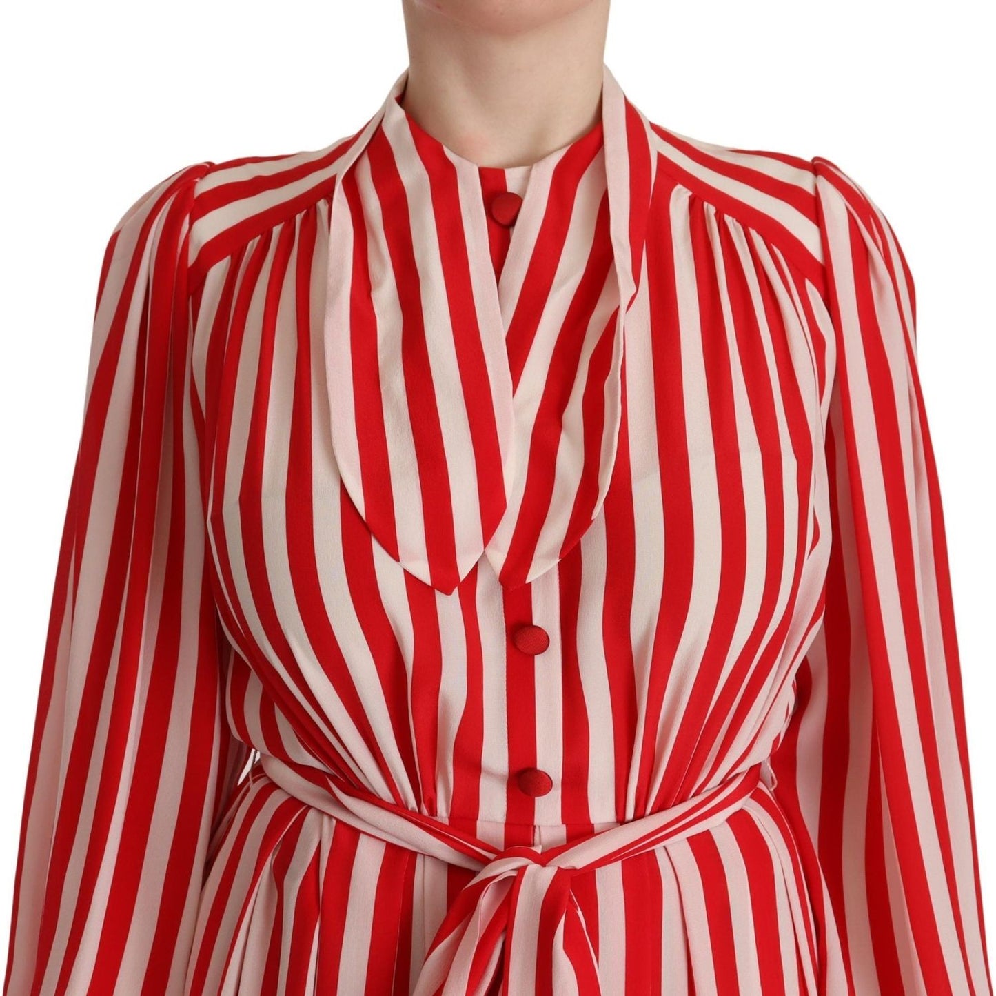 Dolce & Gabbana Elegant Striped Silk Maxi Dress white-red-silk-a-line-shift-gown-dress IMG_8209-scaled-693a4e9e-2bc.jpg