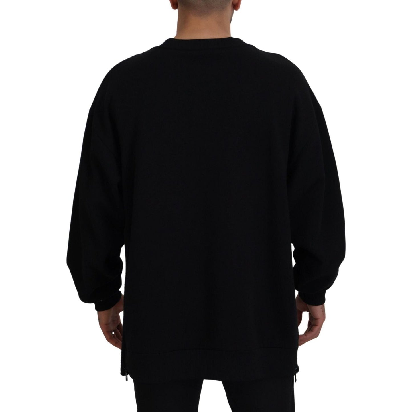 Dolce & Gabbana Elegant Black Pullover Sweater black-dg-logo-cotton-pullover-sweater