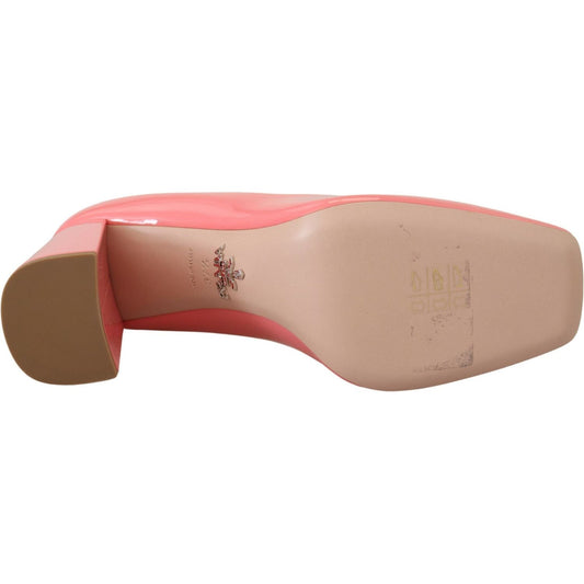 Prada Elegant Square Toe Pink Heels pink-patent-leather-block-heels-pumps-classic