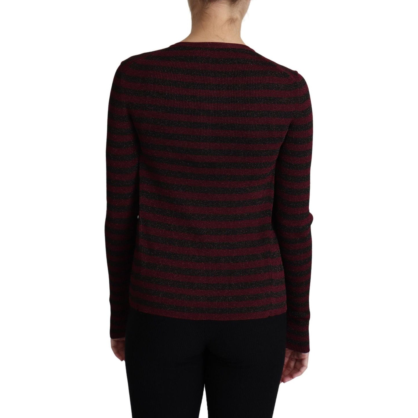 Dolce & Gabbana Elegant Striped Viscose Cardigan black-red-striped-viscose-cardigan-sweater