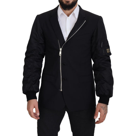 Dolce & Gabbana Elegant Black Virgin Wool Jacket black-wool-full-zip-long-sleeves-jacket