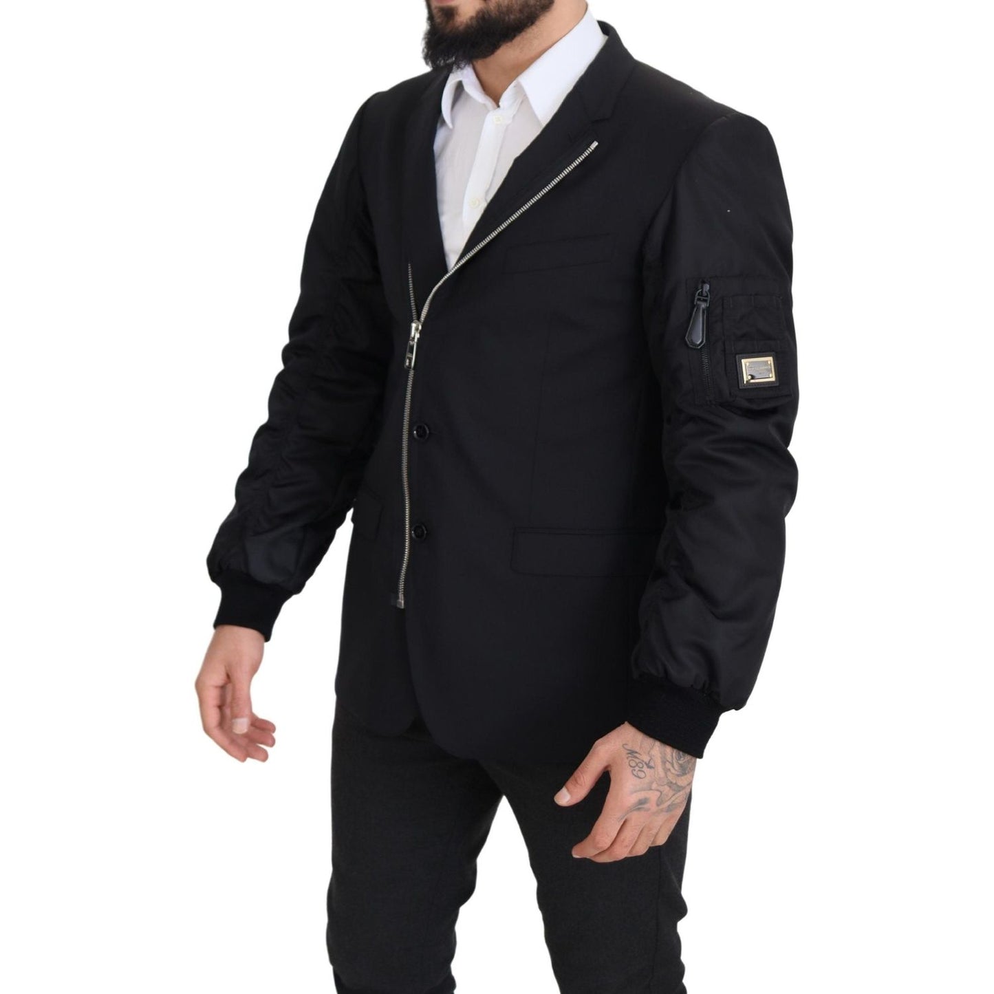 Dolce & Gabbana Elegant Black Virgin Wool Jacket black-wool-full-zip-long-sleeves-jacket