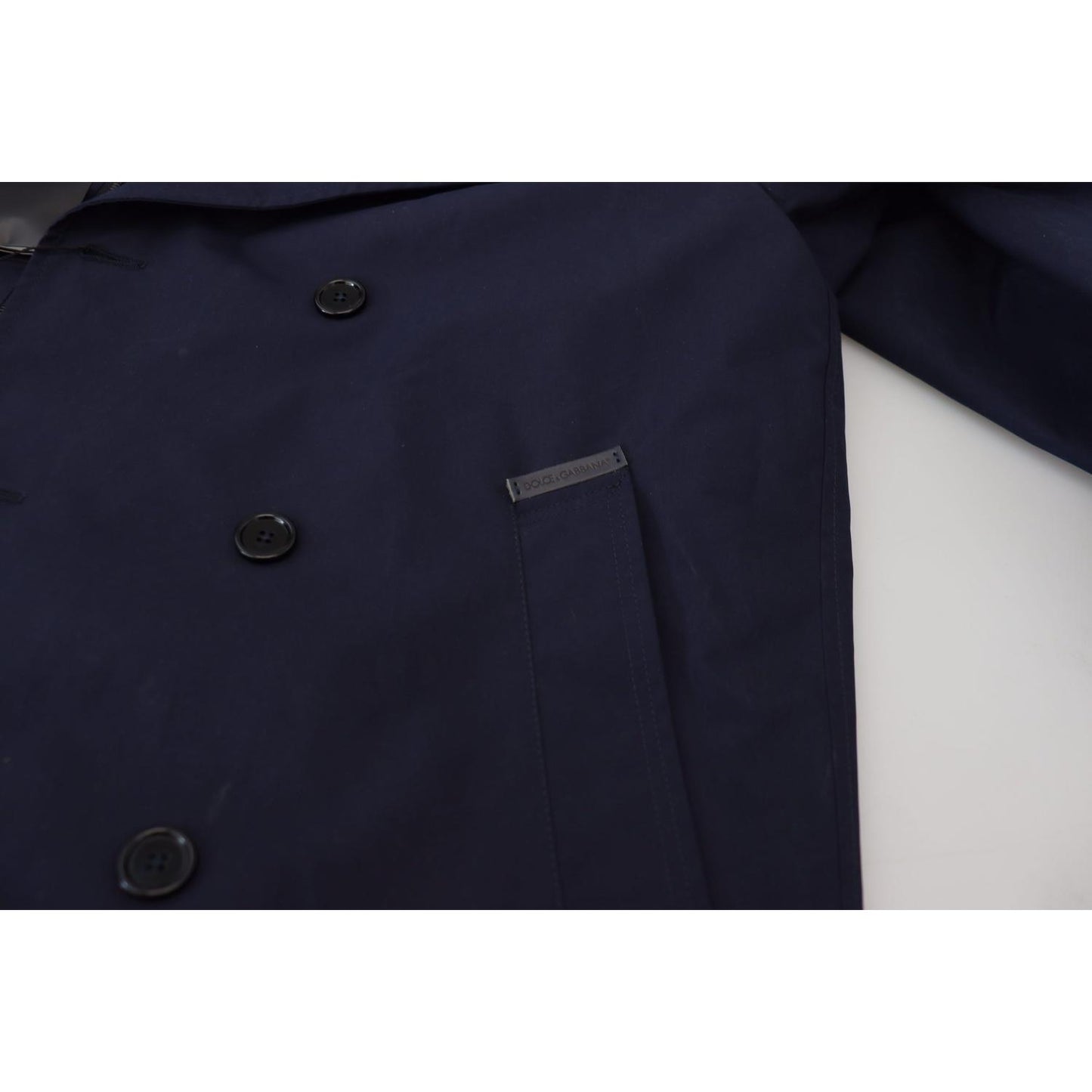 Dolce & Gabbana Elegant Double-Breasted Blue Parka Jacket blue-hooded-double-breasted-coat-jacket