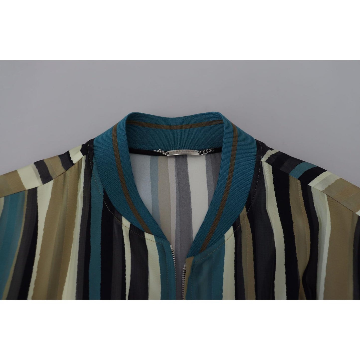 Dolce & Gabbana Multicolor Full Zip Silk Blend Jacket multicolor-viscose-stripes-full-zip-jacket