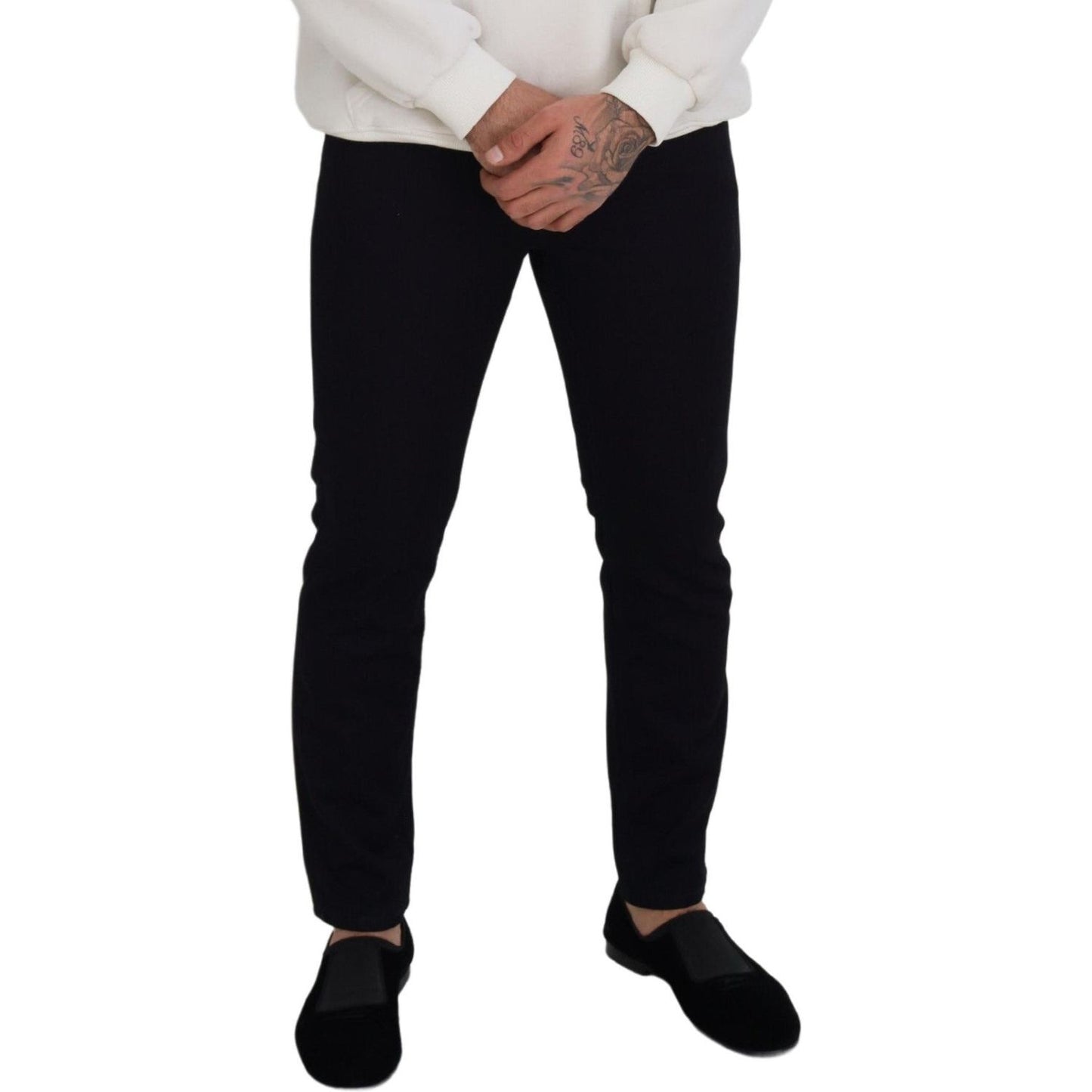 Dolce & Gabbana Elegant Black Silk Blend Denim Pants elegant-black-silk-blend-denim-pants