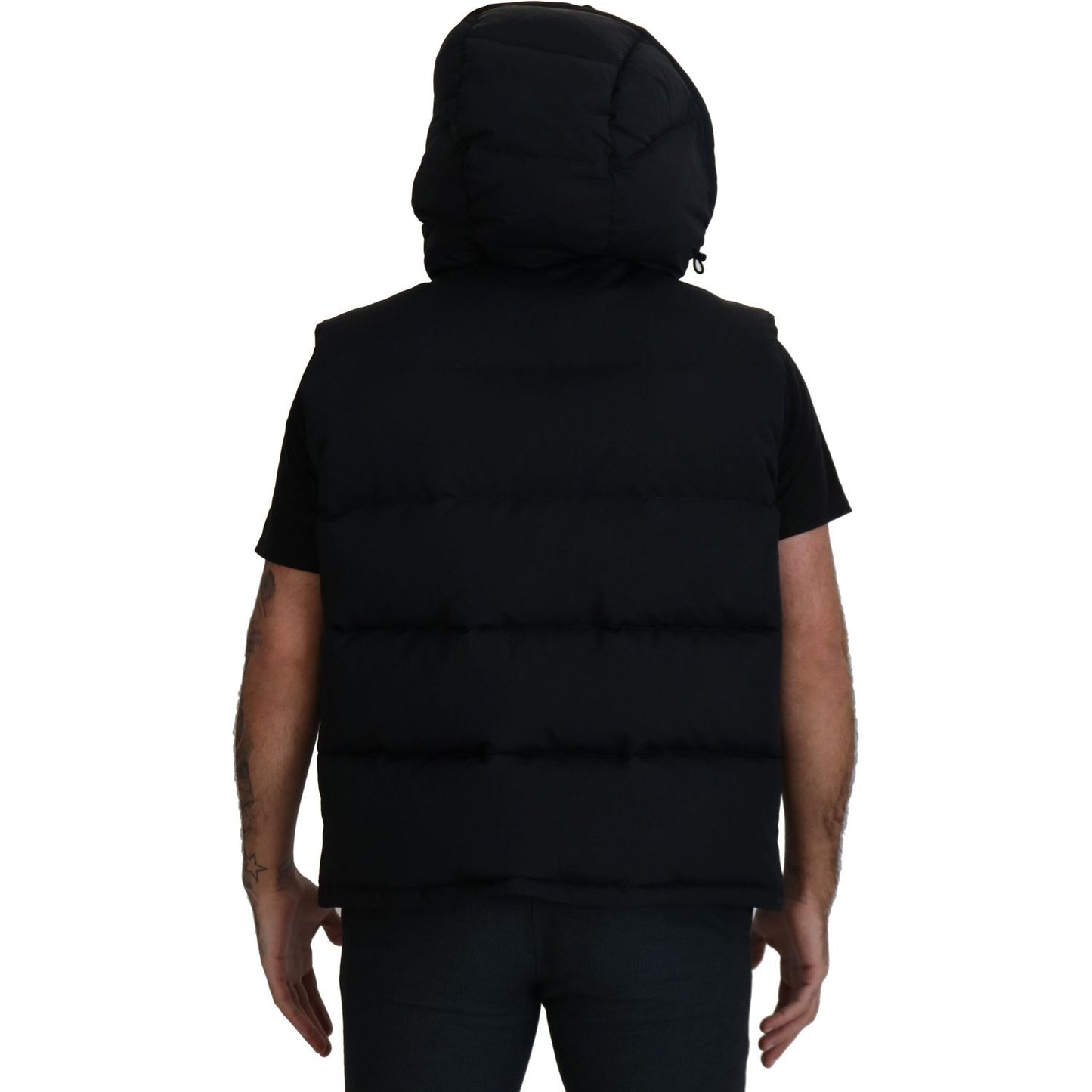 Dolce & Gabbana Sleek Black Hooded Short Sleeve Jacket black-polyester-hooded-short-sleeves-jacket