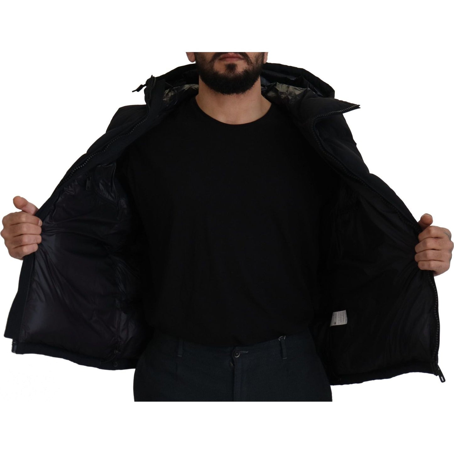 Dolce & Gabbana Sleek Black Hooded Short Sleeve Jacket black-polyester-hooded-short-sleeves-jacket