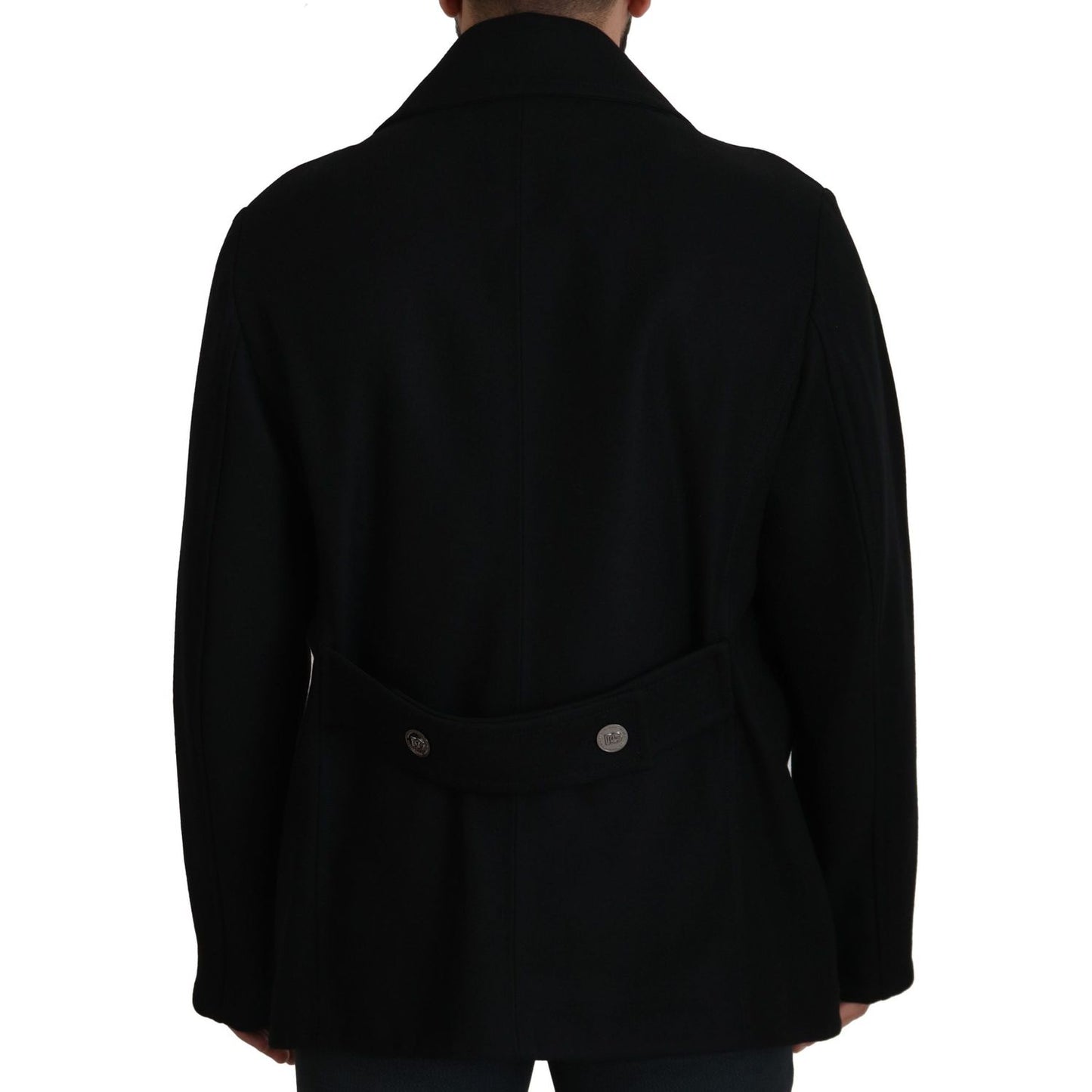 Dolce & Gabbana Elegant Double Breasted Wool Overcoat black-wool-trench-overcoat-jacket