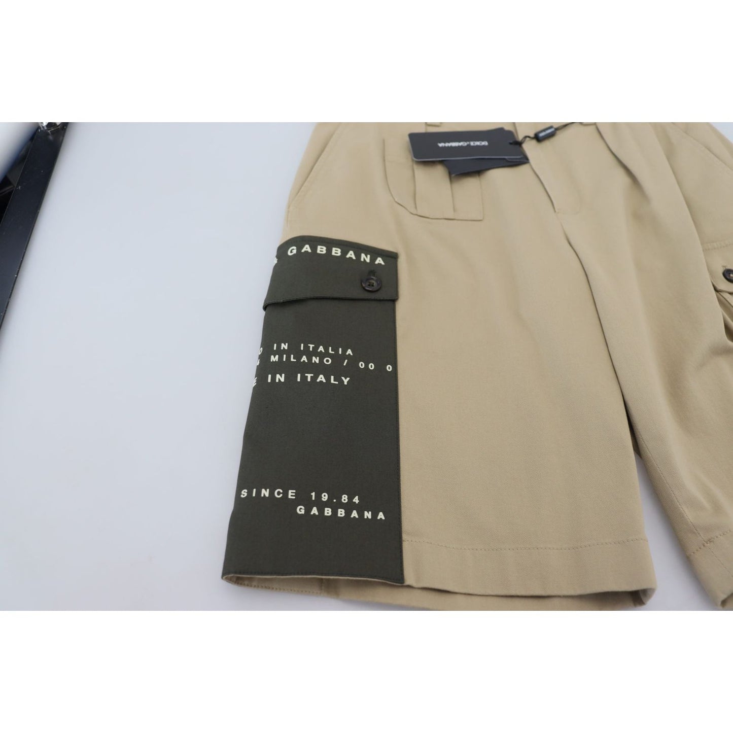 Dolce & Gabbana Elegant Beige Cotton Blend Designer Shorts beige-cotton-cargo-bermuda-shorts