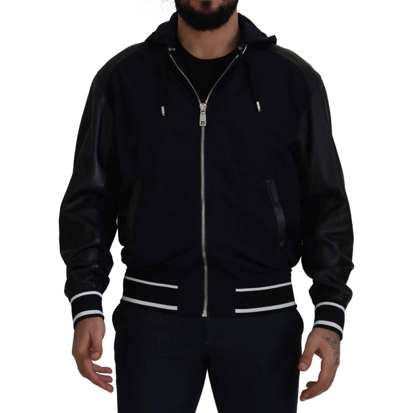 Dolce & Gabbana Elegant Black Bomber Blouson Jacket black-polyester-hooded-blouson-coat-jacket