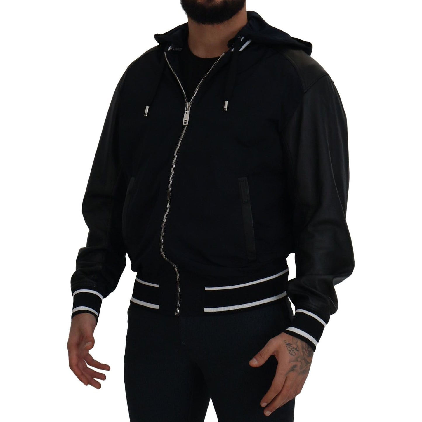 Dolce & Gabbana Elegant Black Bomber Blouson Jacket black-polyester-hooded-blouson-coat-jacket